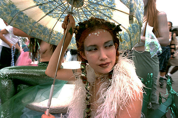 Girl with an umbrella - Coney Island Mermaid Parade